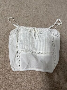 Aeropostale White Lace-Trim Cotton Cami